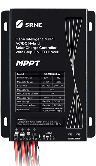 Contrôleur de charge solaire SRNE MPPT Gen4 DM120
